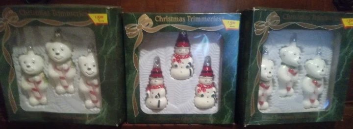 Bradford Christmas Ornaments - 3 Snowman and 6 Bear Sets