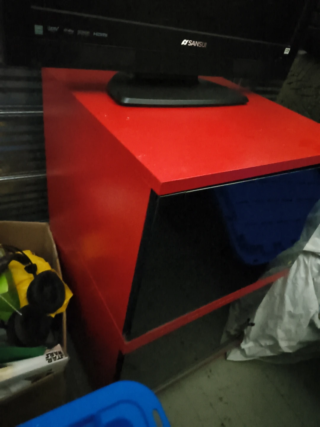 Red and Black Media Console Shelf Unit - photo 3