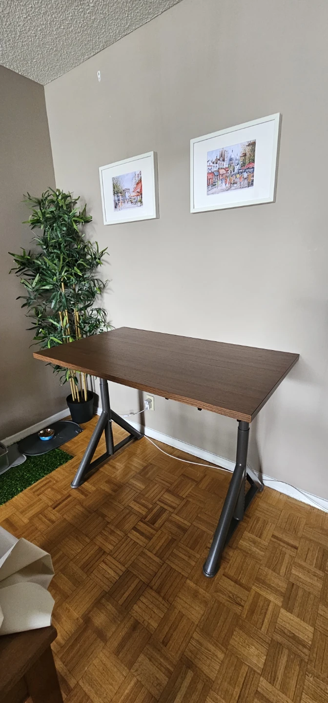 IKEA Adjustable Desk - Brown Wood Top - photo 2
