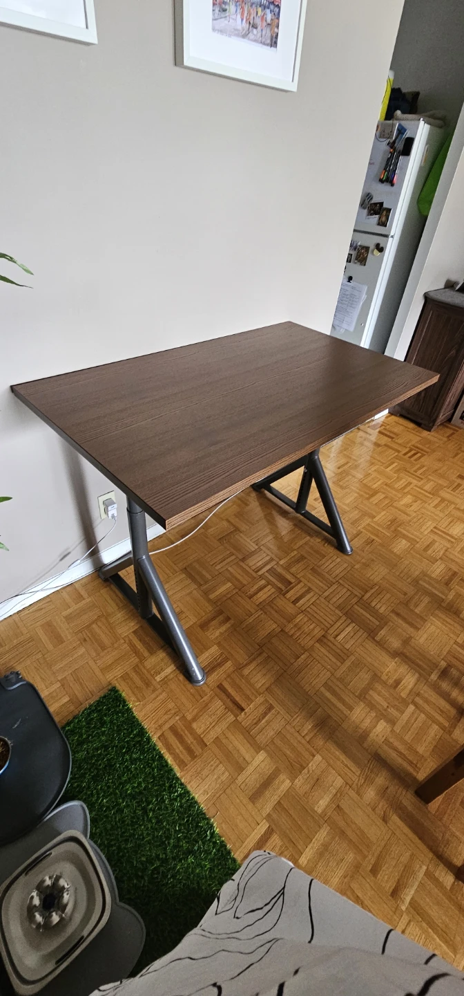 IKEA Adjustable Desk - Brown Wood Top - photo 3