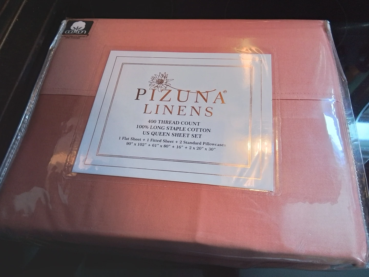 Pizuna Linens 400 Thread Count Queen Sheet Set - Coral