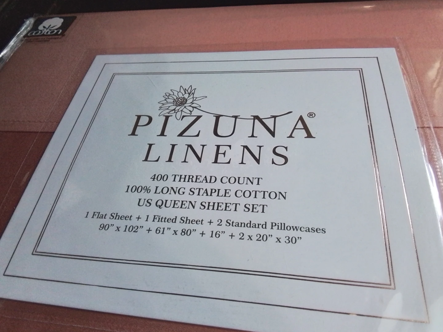 Pizuna Linens 400 Thread Count Queen Sheet Set - Coral - photo 2