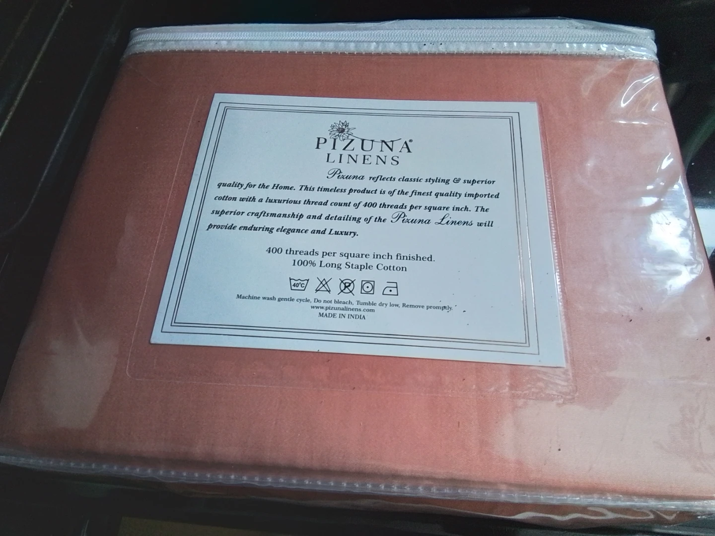 Pizuna Linens 400 Thread Count Queen Sheet Set - Coral - photo 4