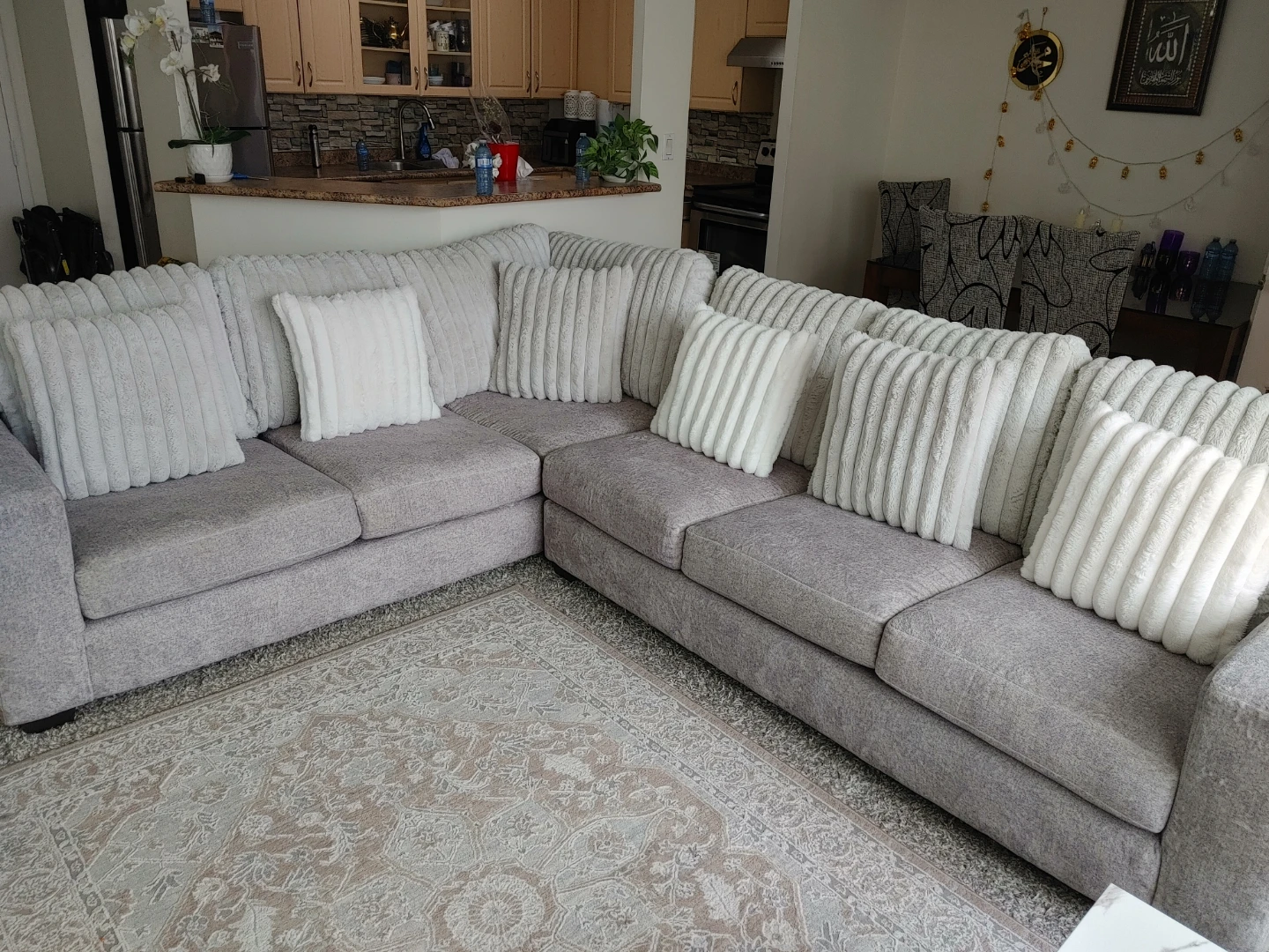 The Brick Grey Sectional Sofa with Plush Throw Pillows - photo 2