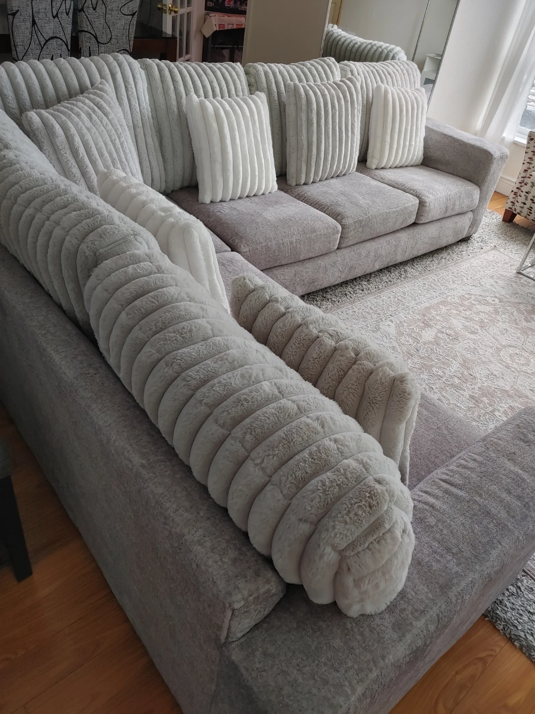 The Brick Grey Sectional Sofa with Plush Throw Pillows - photo 3