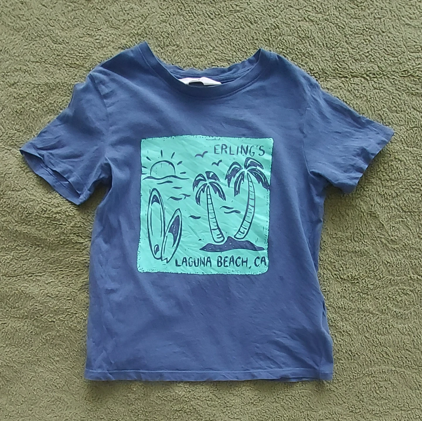 Kid's H&M Blue Palm Tree T-shirt and Shorts Set - photo 3