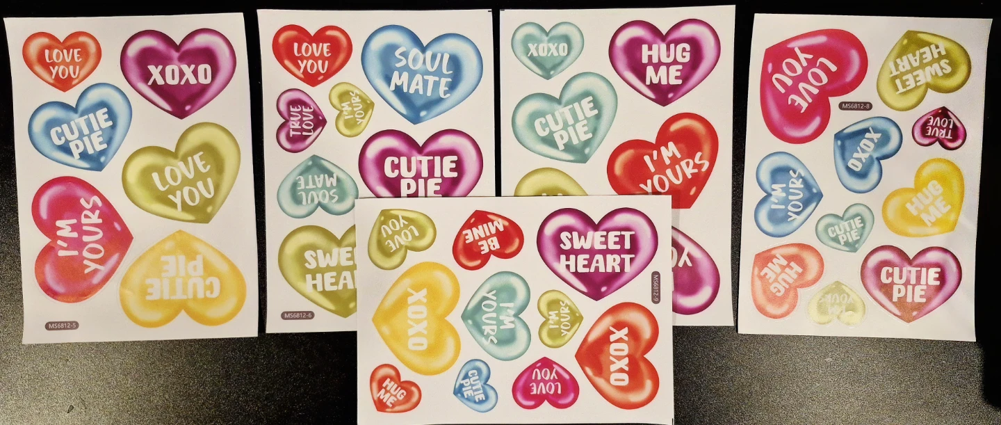 Heart Shaped Window Decals Cling Stickers 9 sheets
