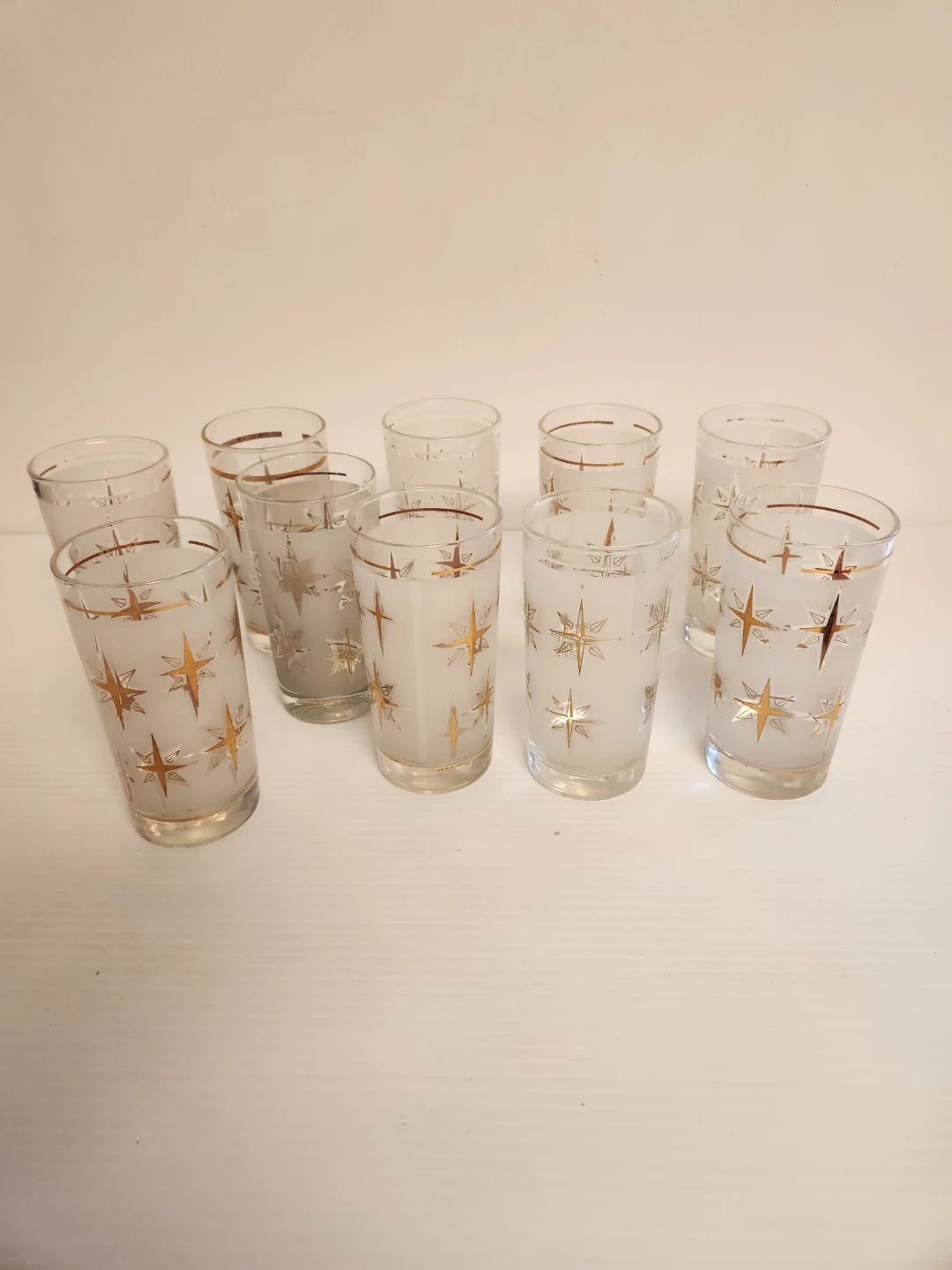 Set of 10 Vintage Frosted Starburst Glasses - photo 3