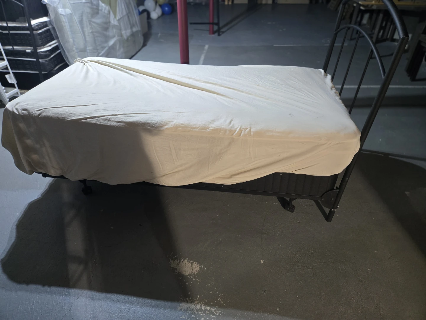Black Metal Bed Frame with Box Spring and Mattress