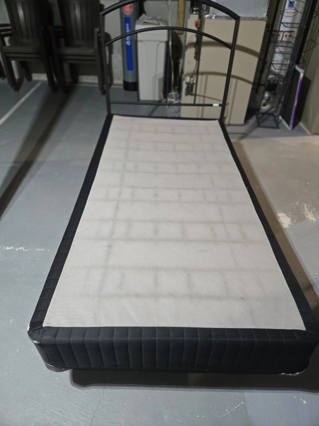 Black Metal Bed Frame with Box Spring and Mattress - photo 3