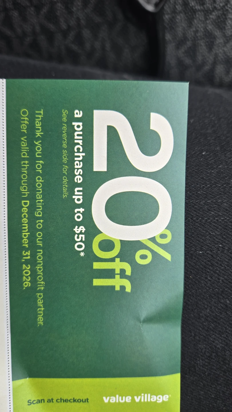 Value Village 20% off coupon