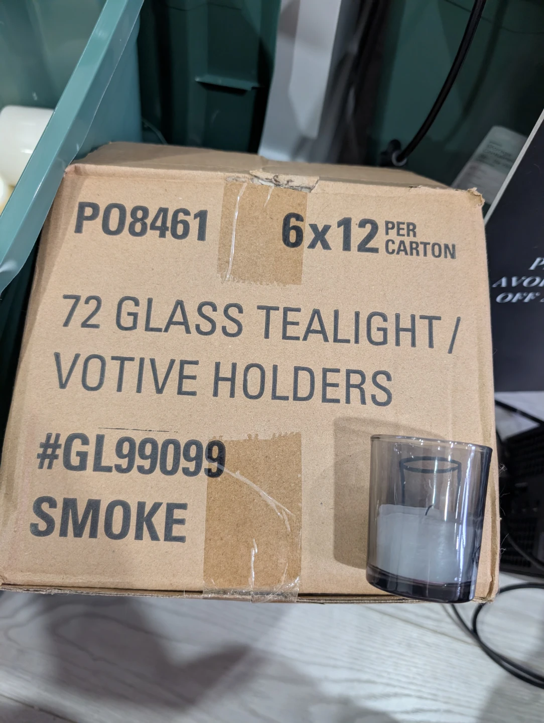 72 Glass Tealight Votive Holders from Yummi (Smoke color)