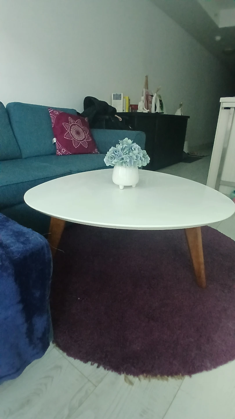 Structube White Oval Coffee Table with Wooden Legs - photo 2