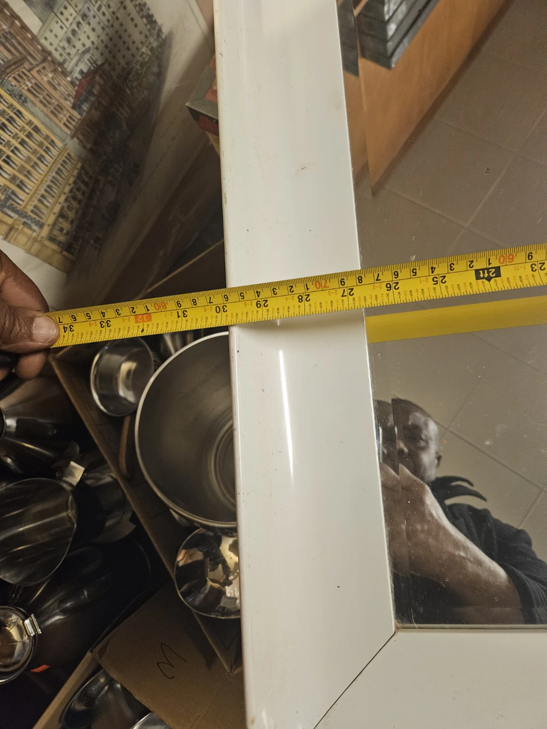 White Framed Mirror - photo 4