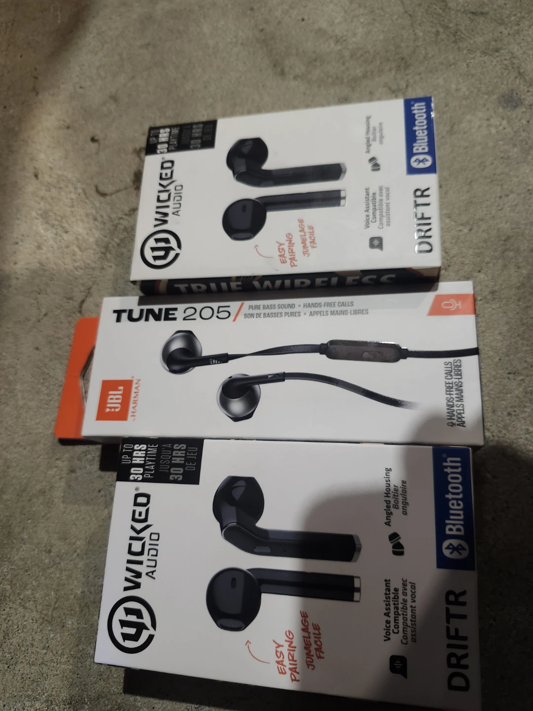Wicked Audio Drifter & JBL Tune 205 Earbuds