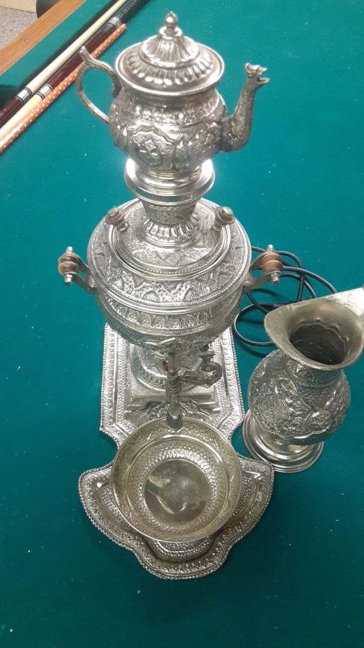 Vintage Ornate Stainless steel Samovar Set