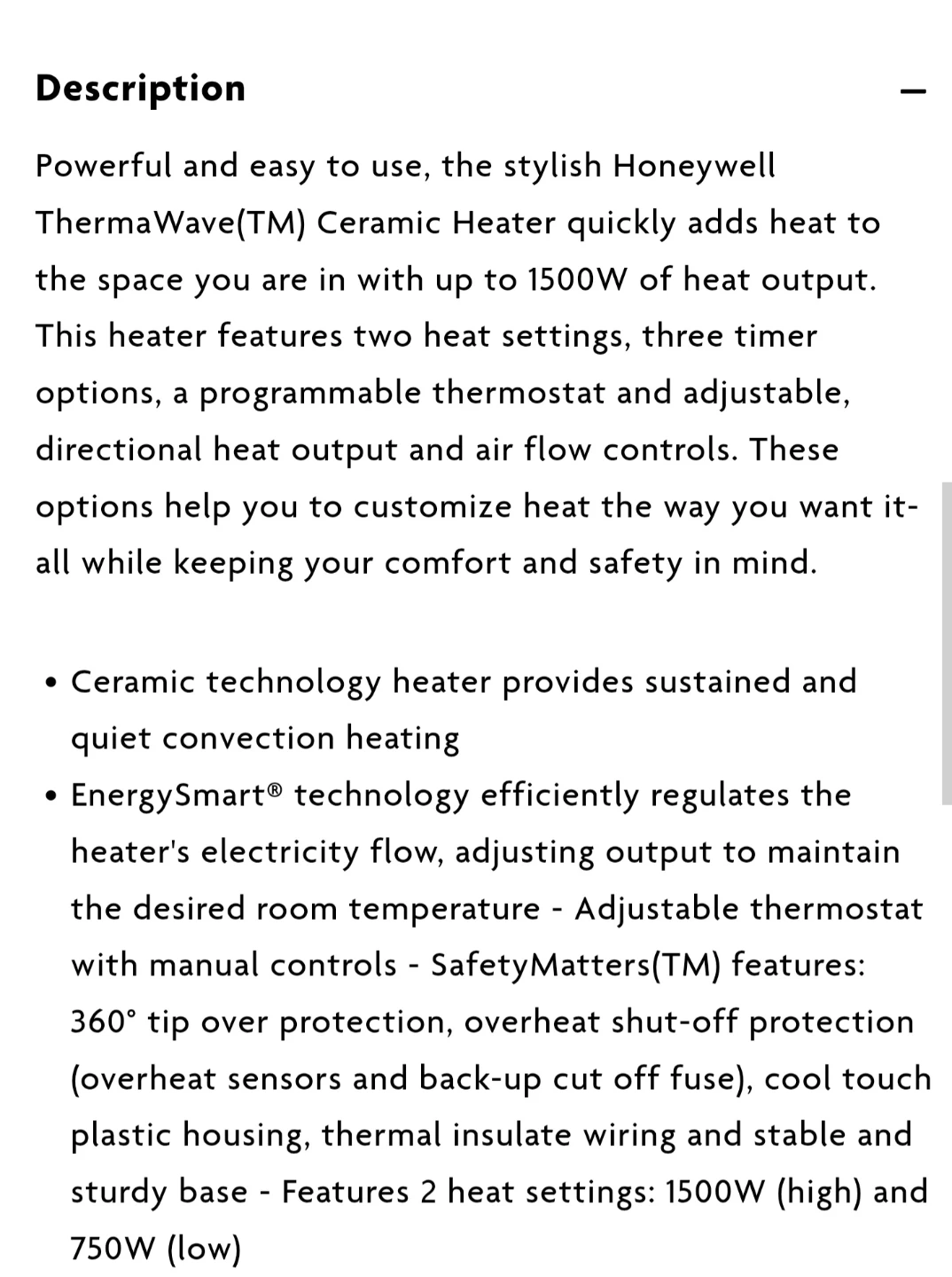 Honeywell ThermaWave Ceramic Heater - photo 2