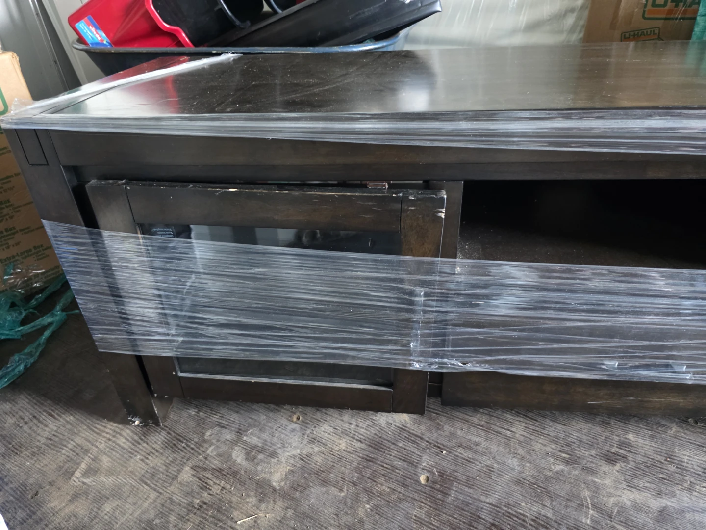Dark Brown TV Stand with Glass Doors - photo 4