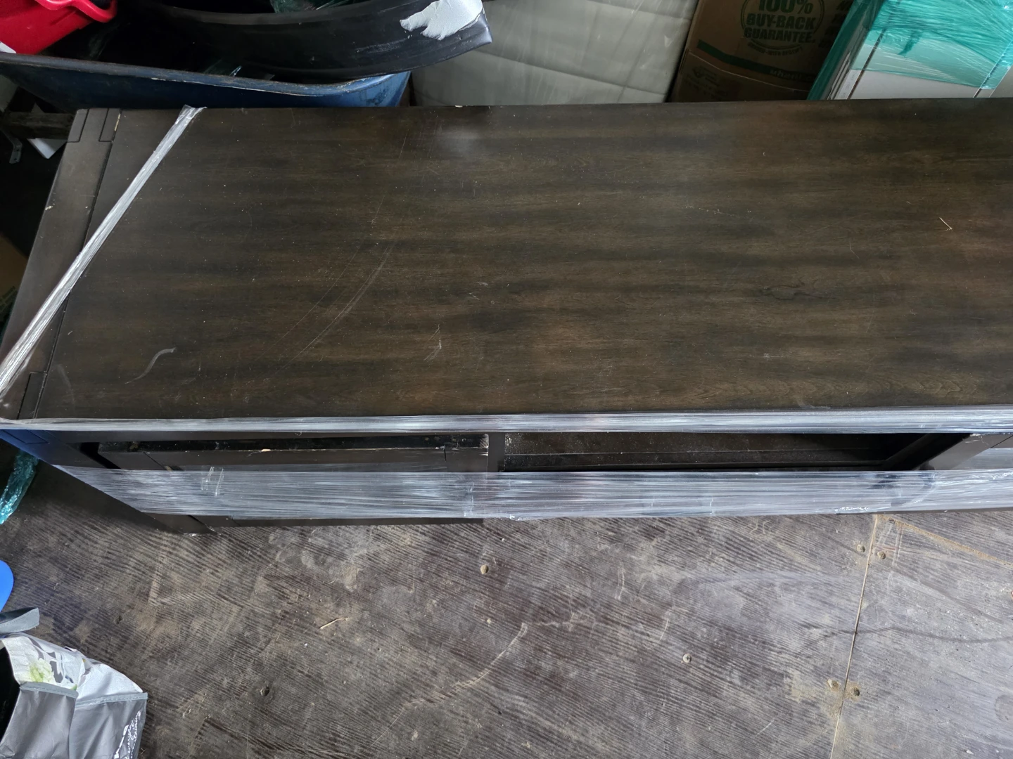 Dark Brown TV Stand with Glass Doors - photo 5
