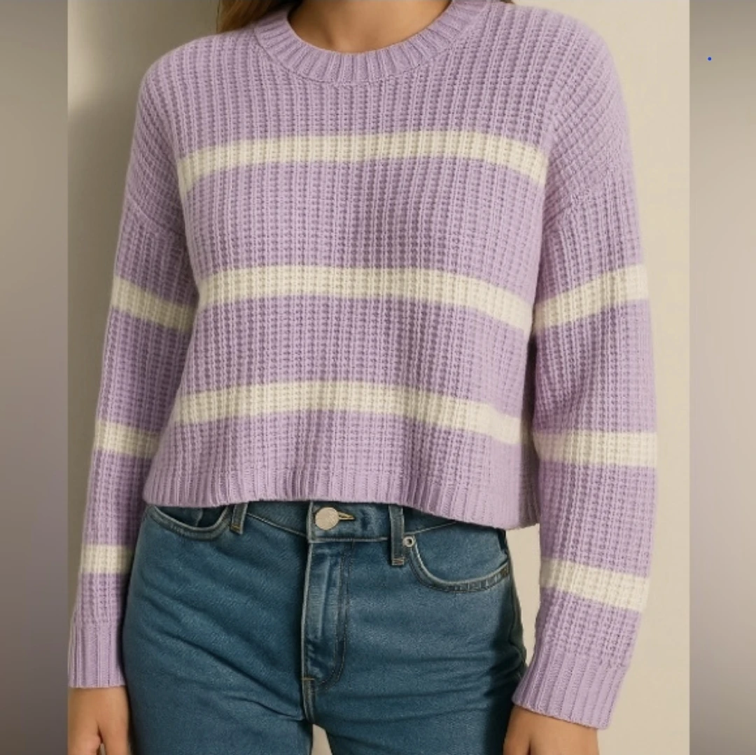 ASOS Petite Lavender & Cream Striped Knit Sweater