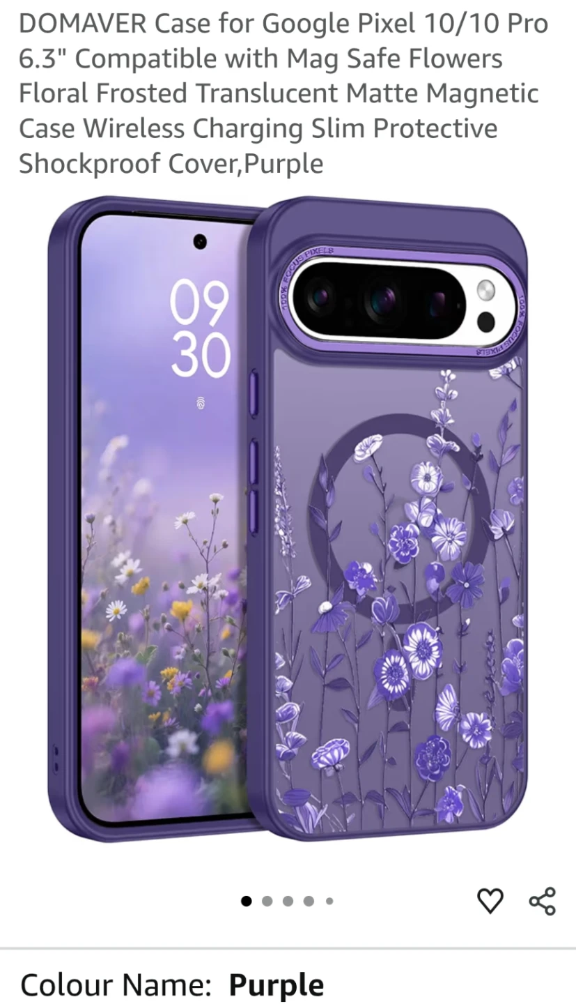 FlGoogle Pixel 10/10 Pro purple floral case