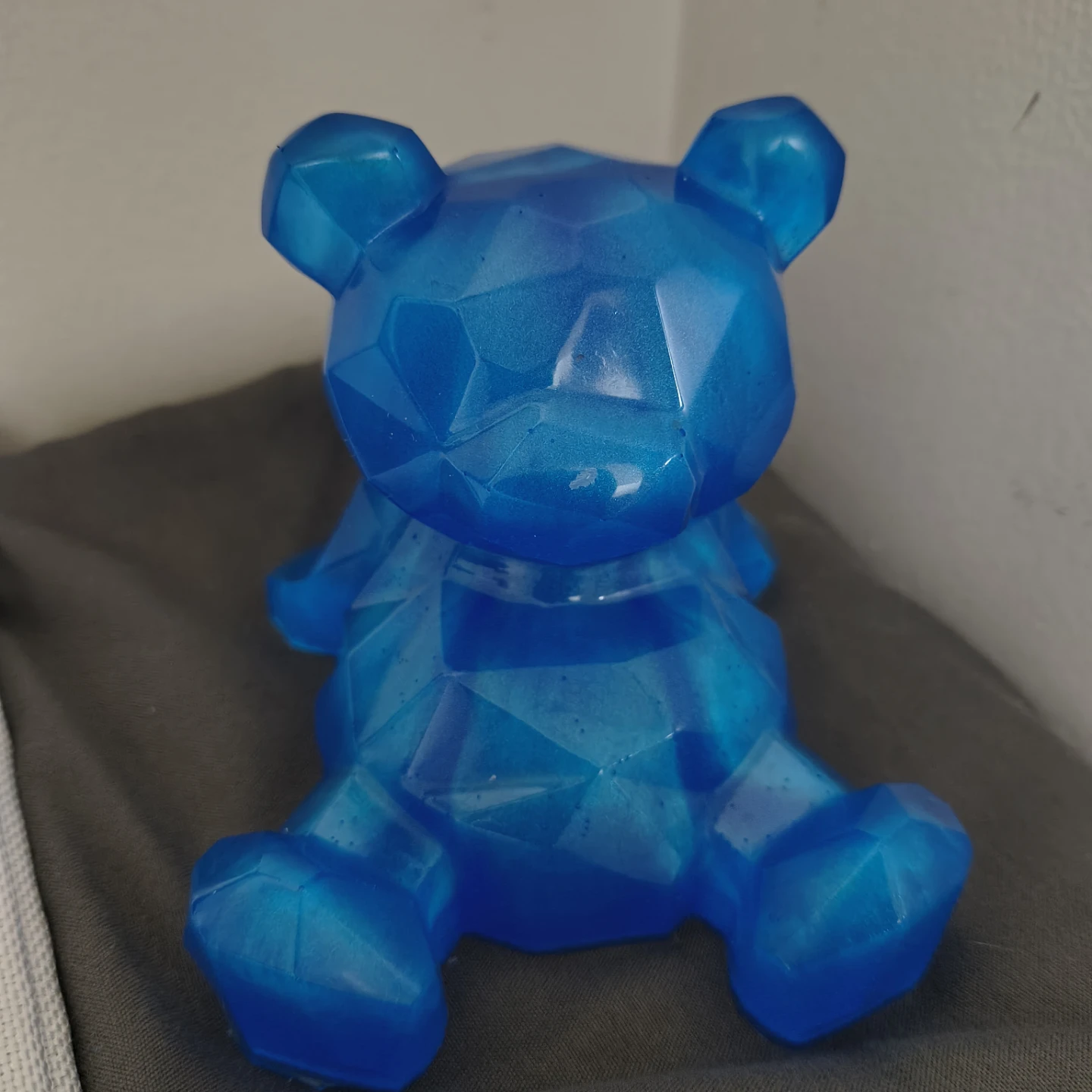 Geometric Bear Figurine - Teal/Green Metallic Finish - photo 2