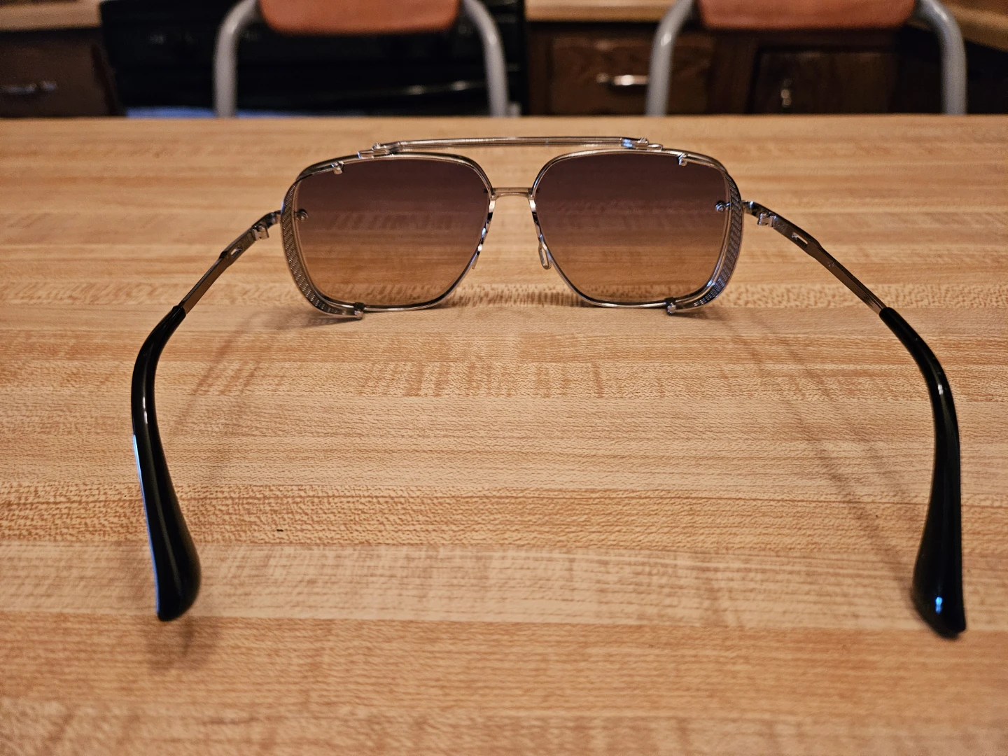 Silver Frame Aviator Sunglasses with Side Shields - photo 2