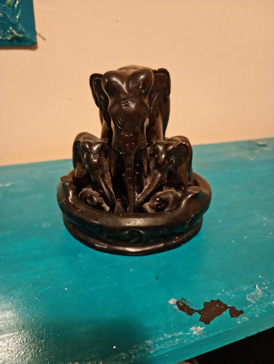 Dark Elephant Family Figurine