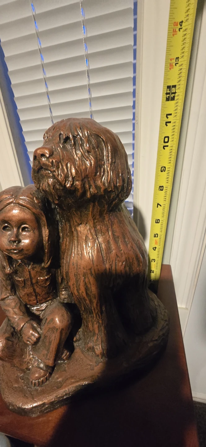 Bronze-Look Girl and Dog Statue - photo 4
