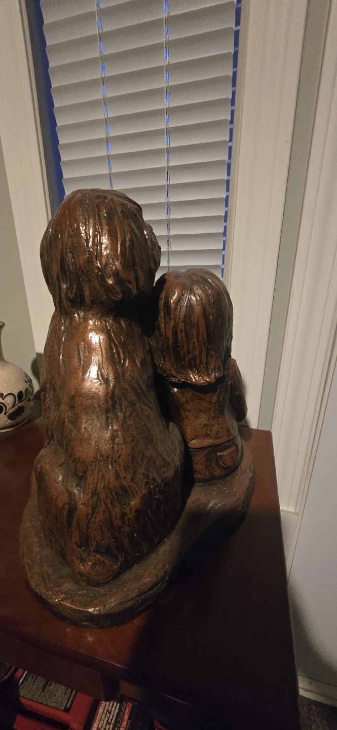 Bronze-Look Girl and Dog Statue - photo 5