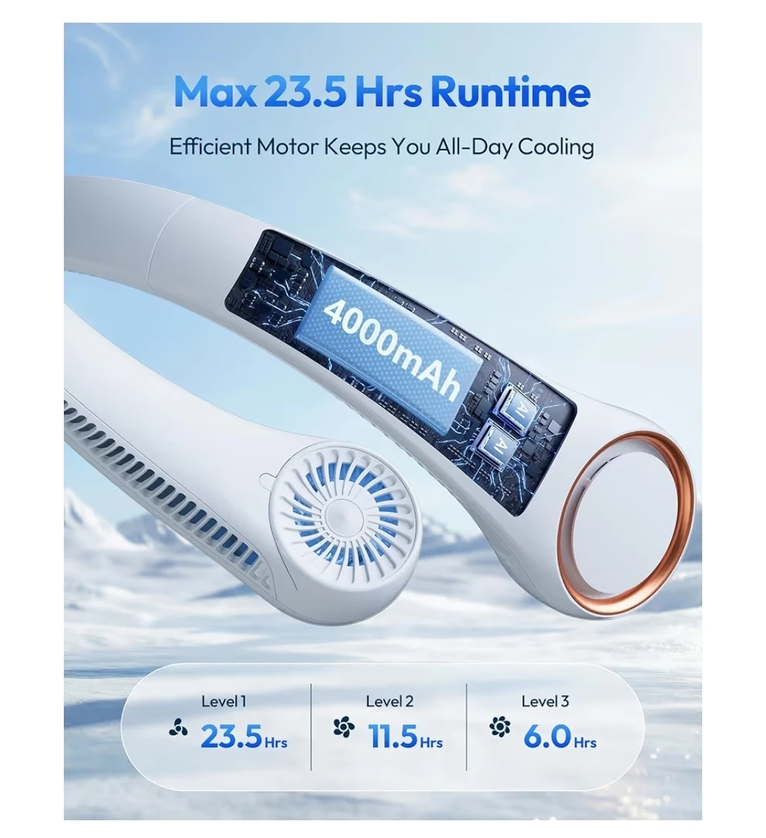 Travelling, Jogging, Gym, Hand free Portable Neck Fan 23Hrs Use - photo 5