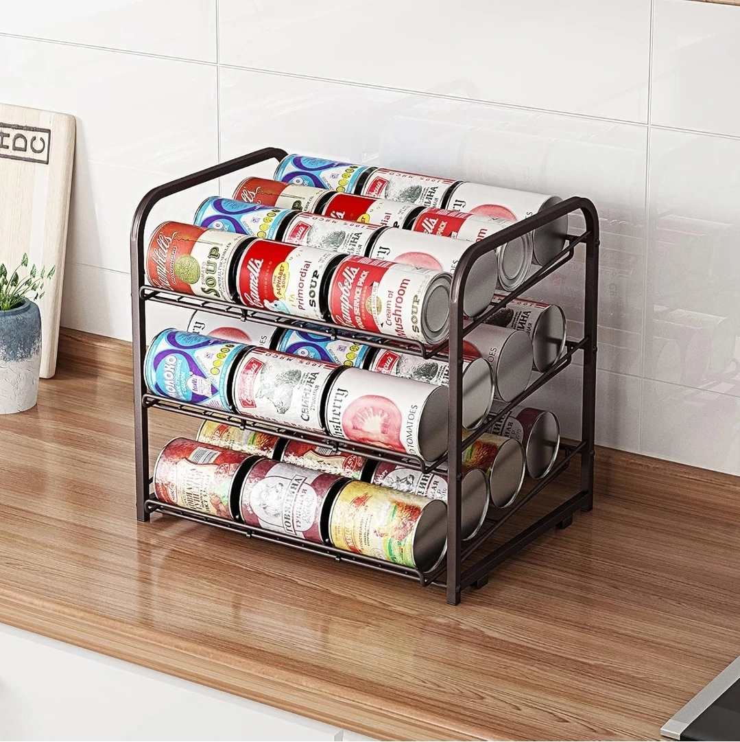 3 Tier Stackable Can Organizer Rack - Bronze - photo 2
