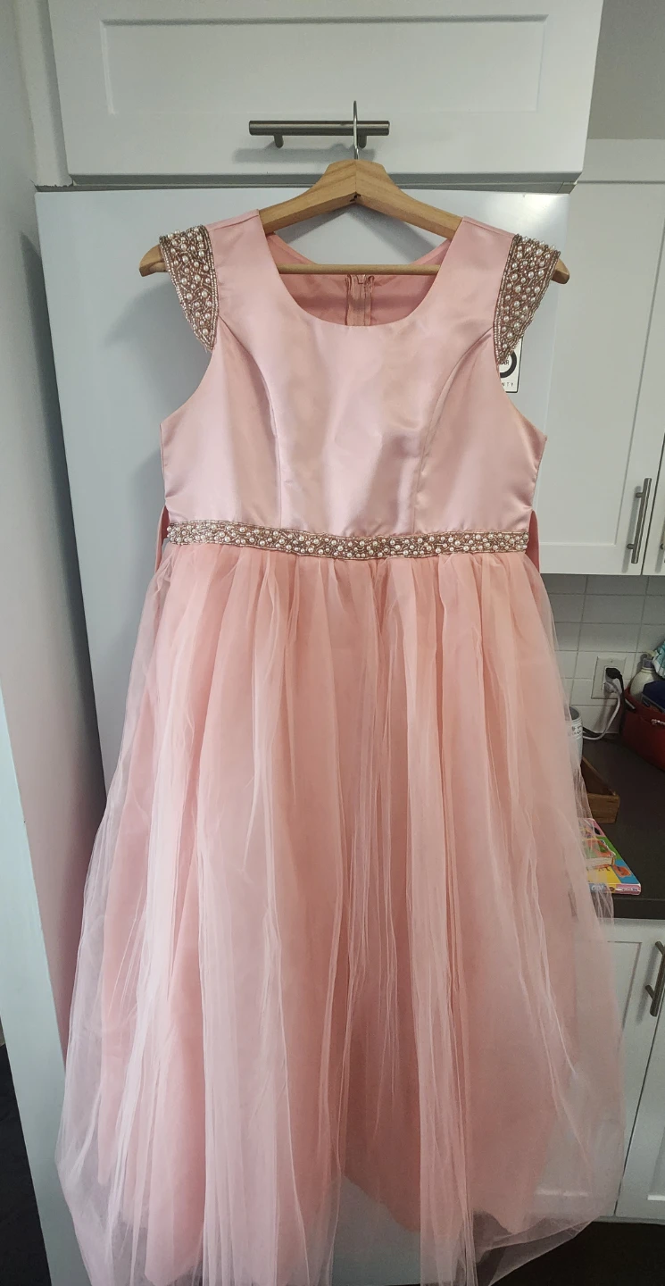 16-18 yrs- Pink Tulle Dress with Beaded Embellishments