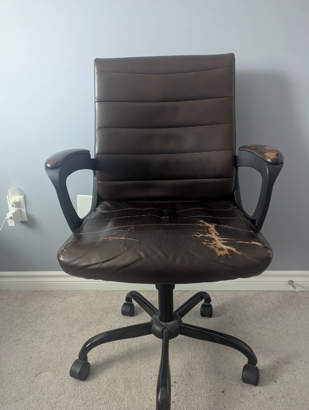 Brown Faux Leather Office Chair - photo 2