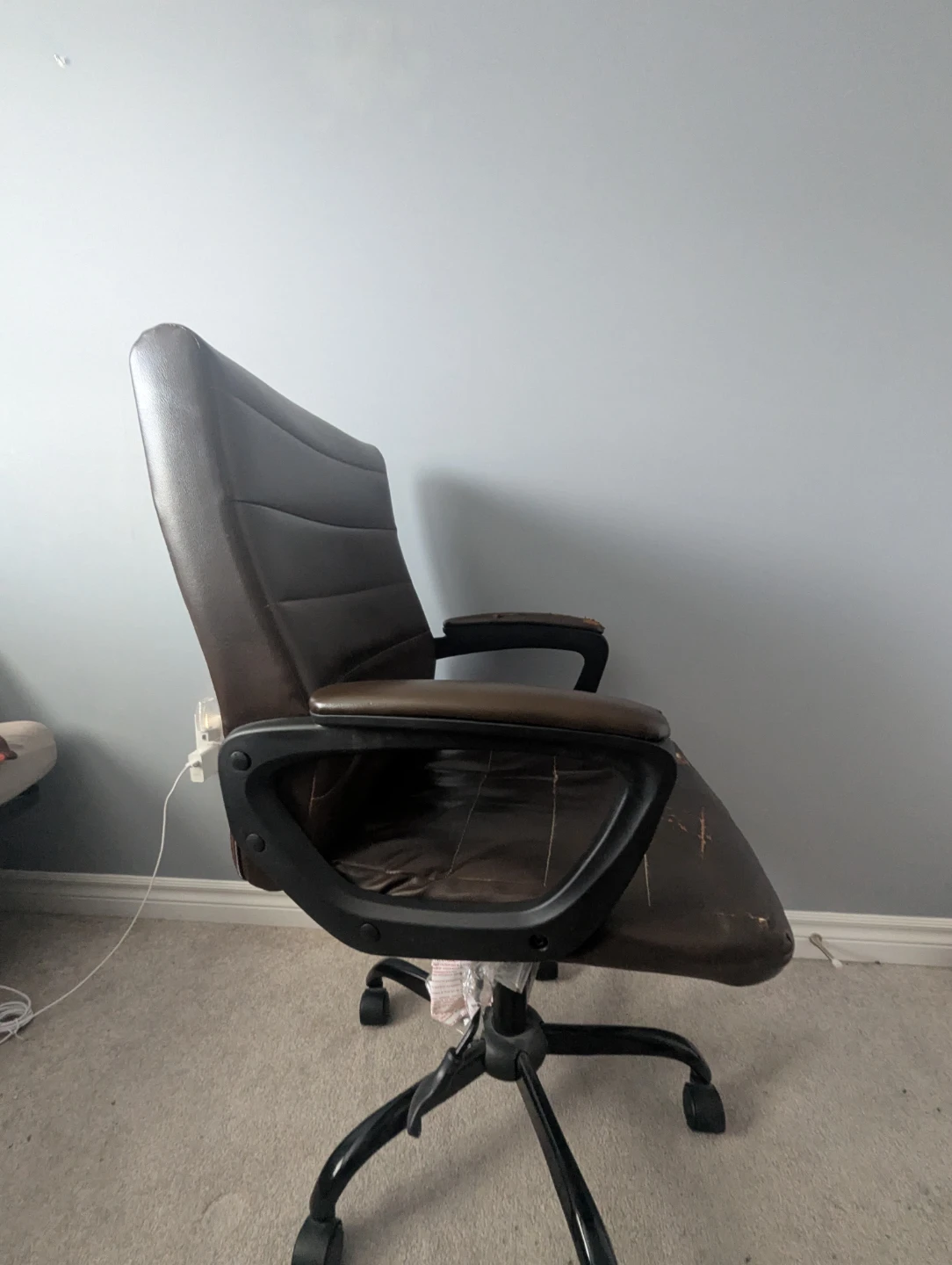 Brown Faux Leather Office Chair - photo 4
