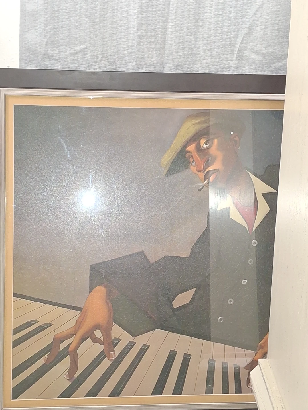 Framed Art Print of a Musician Playing Piano