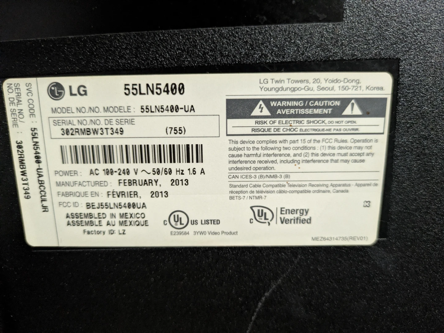 LG 55LN5400 LED TV - photo 3