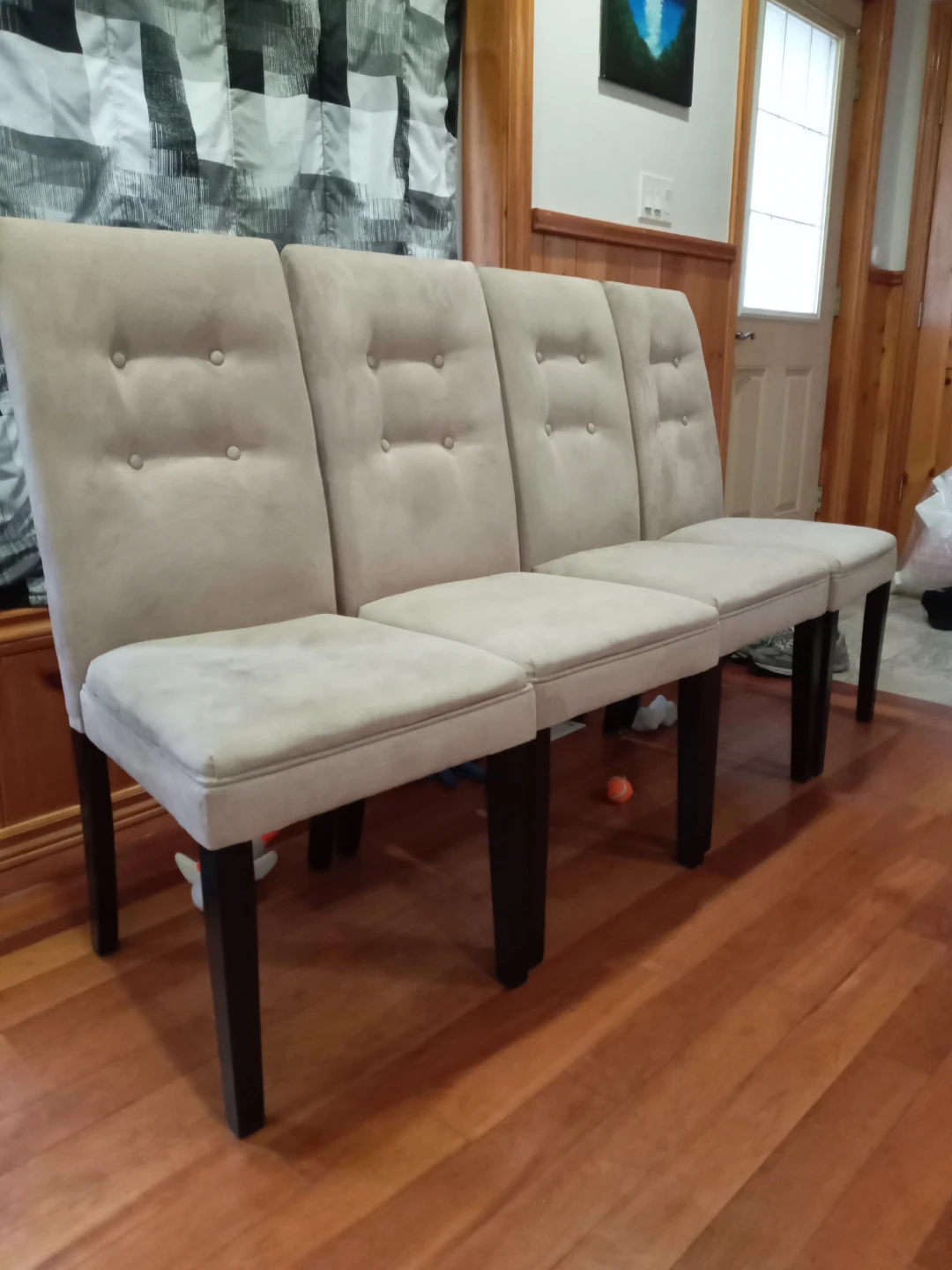 Tufted Beige 4 chairs