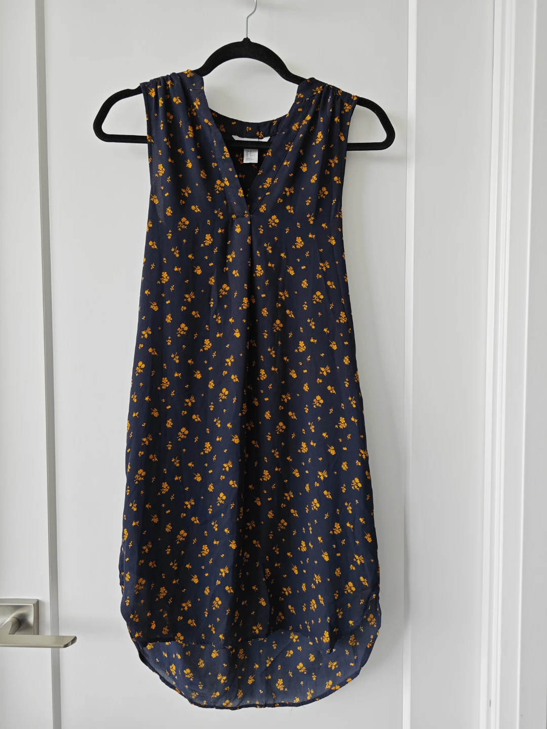 Dark Blue Floral Sleeveless Dress - Size 0