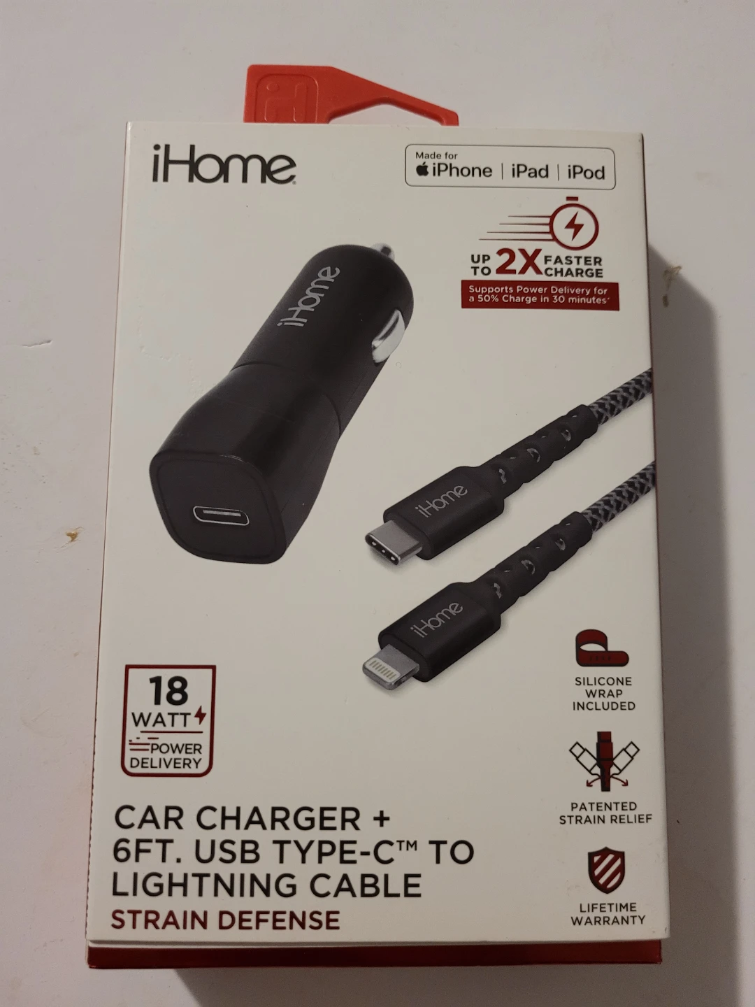 iHome Dual Port Car Charger + 3ft USB Type-C Cable - photo 5