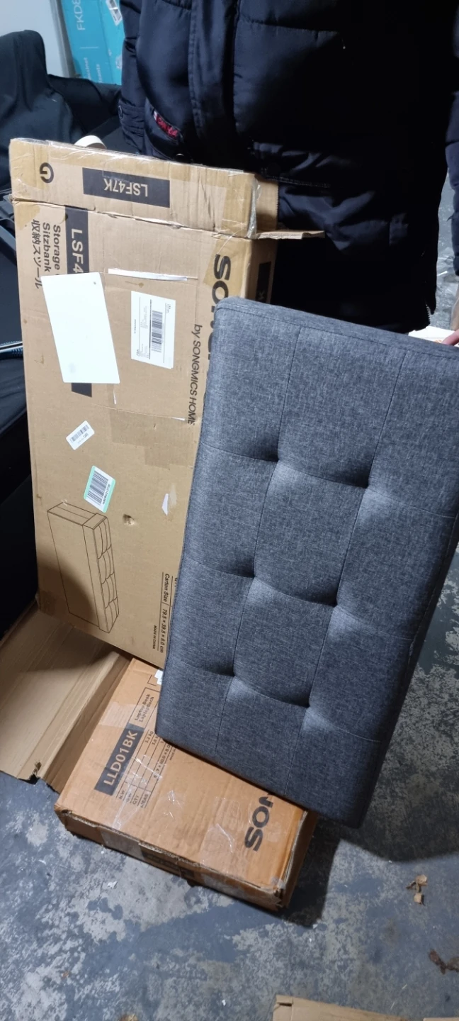 SONGMICS Storage Ottoman - Grey Fabric
