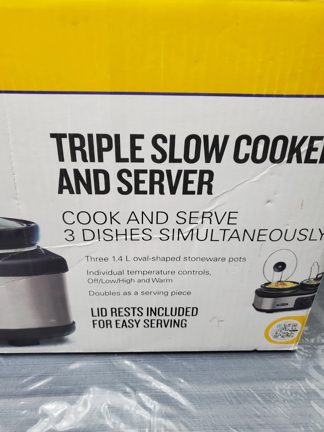 Brand New BELLA Triple Slow Cooker and Server