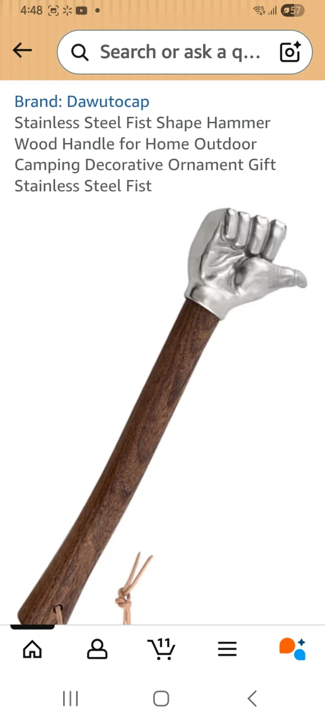 Dawutocap Stainless Steel Fist Shape Hammer with Wood Handle