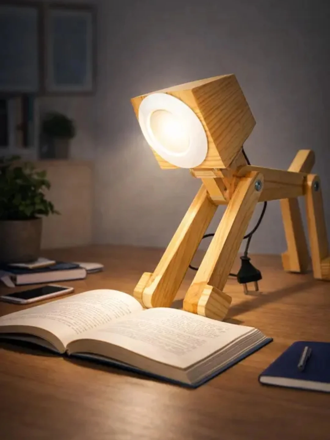 Wooden Dog Desk Lamp