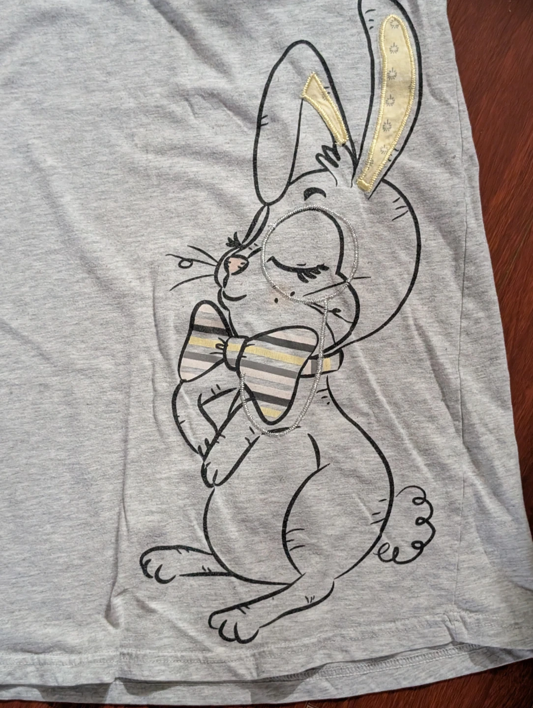 La Vie en Rose Grey "I'm so HOPPY" Bunny T-Shirt Dress XS pajama - photo 2