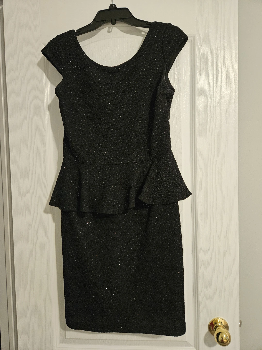 Hailey by Adrianna Papell Black Sequin Peplum Dress Size 10