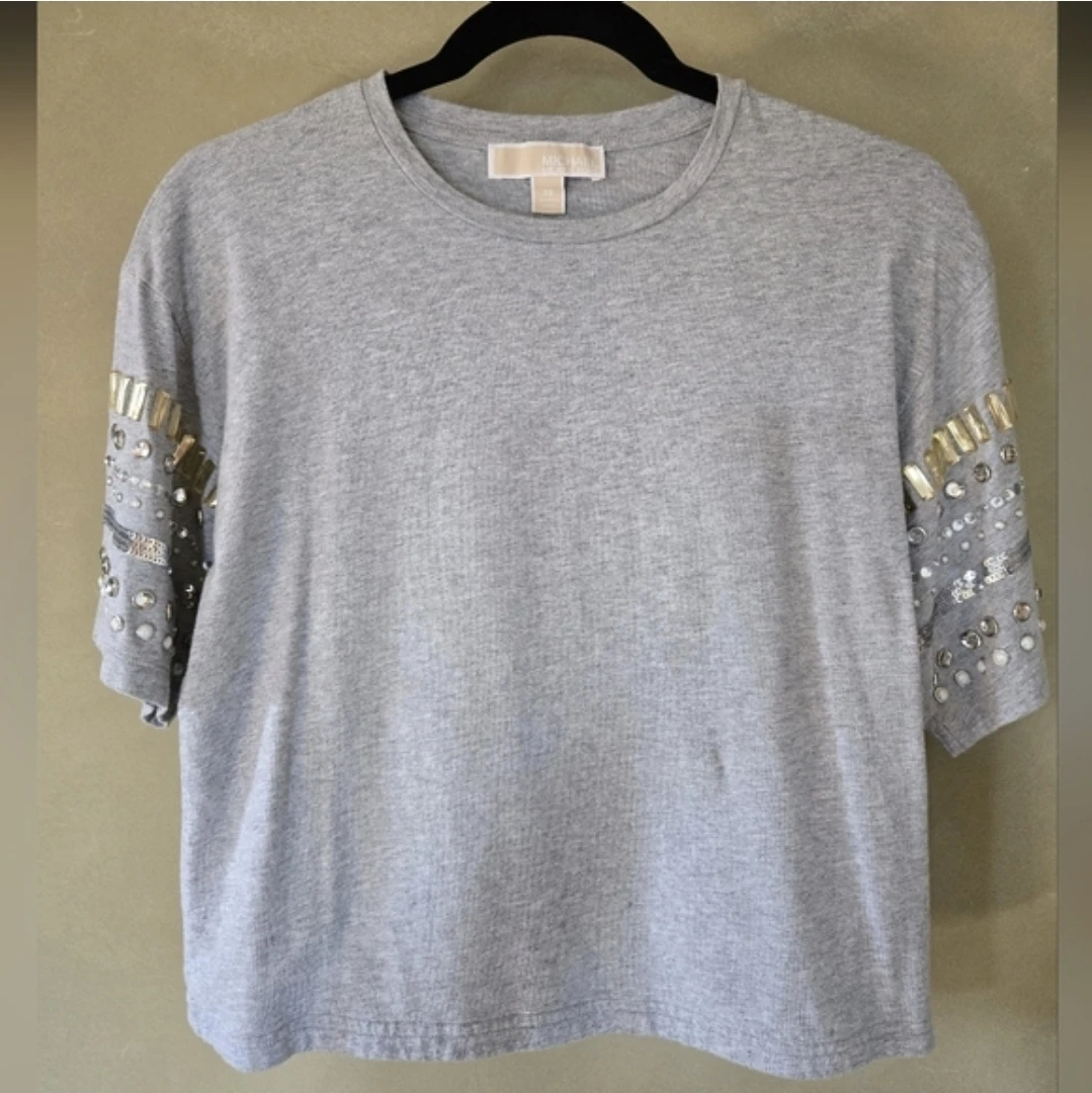 Michael Kors Grey Embellished T-Shirt XS - photo 2