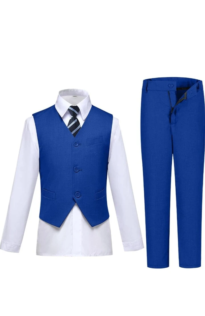 VISACCY Boys' Royal Blue Adjustable Waist Suit Vest - photo 2