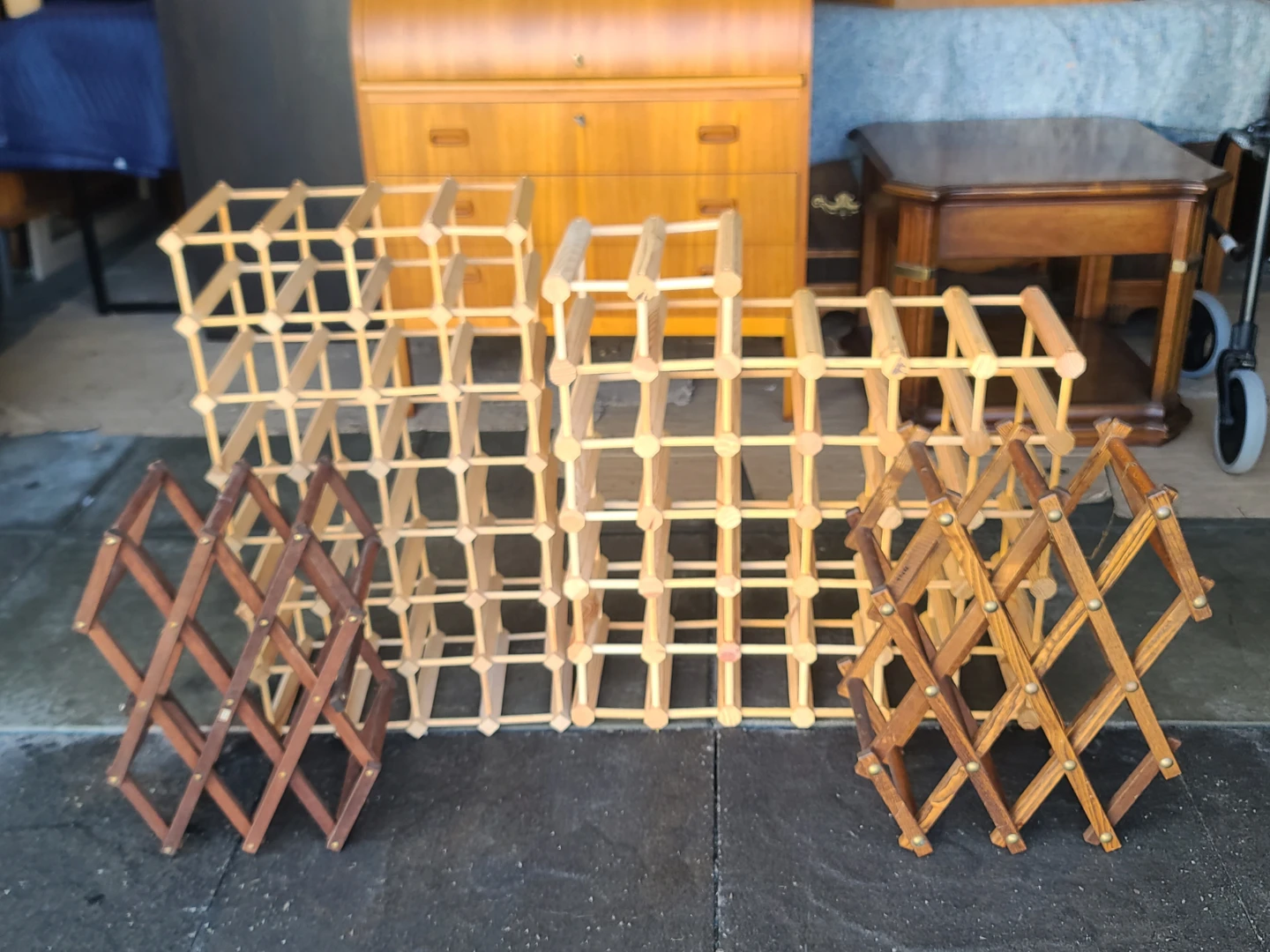 Wooden Wine Rack Set with Foldable Racks - photo 2