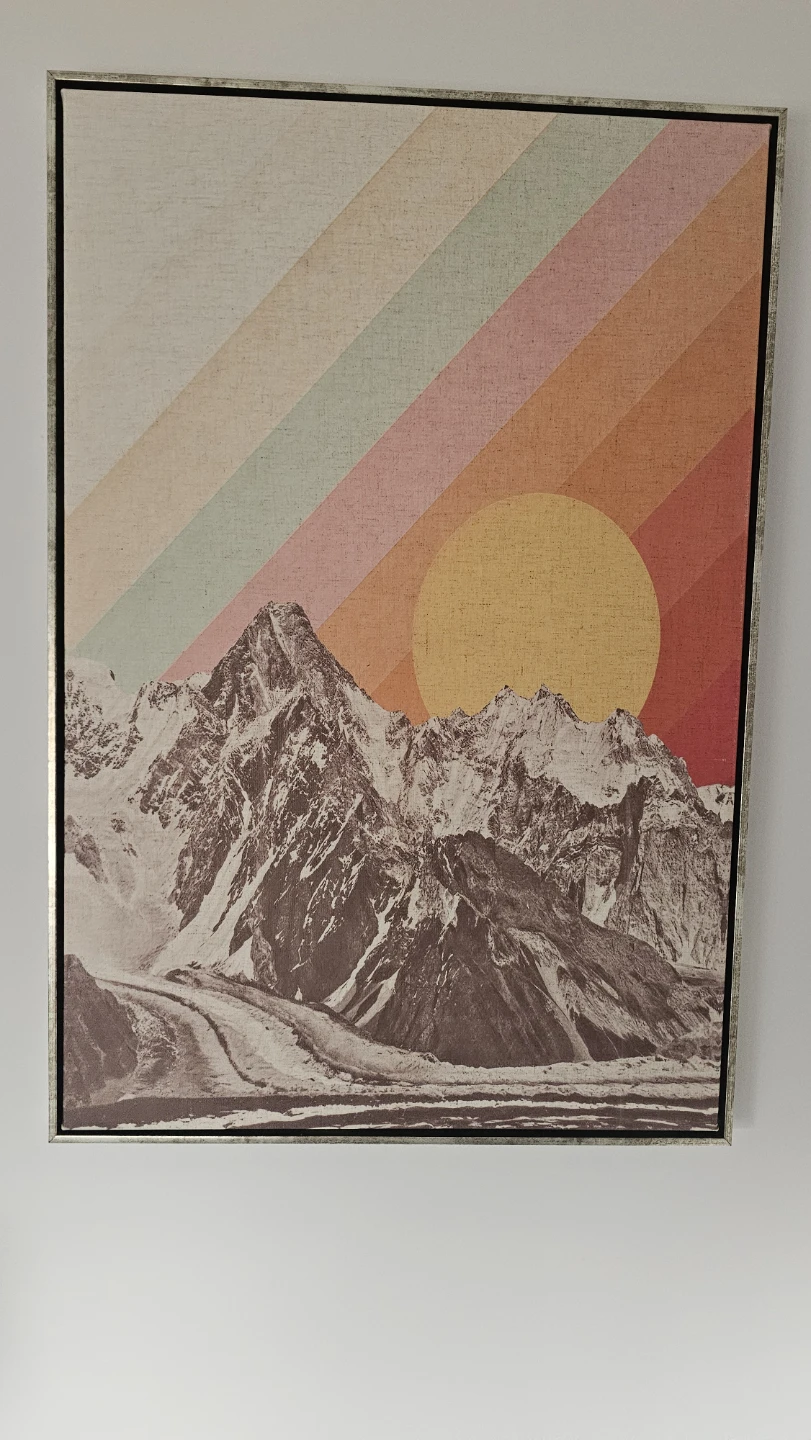 Framed Mountain Sunset Canvas Wall Art